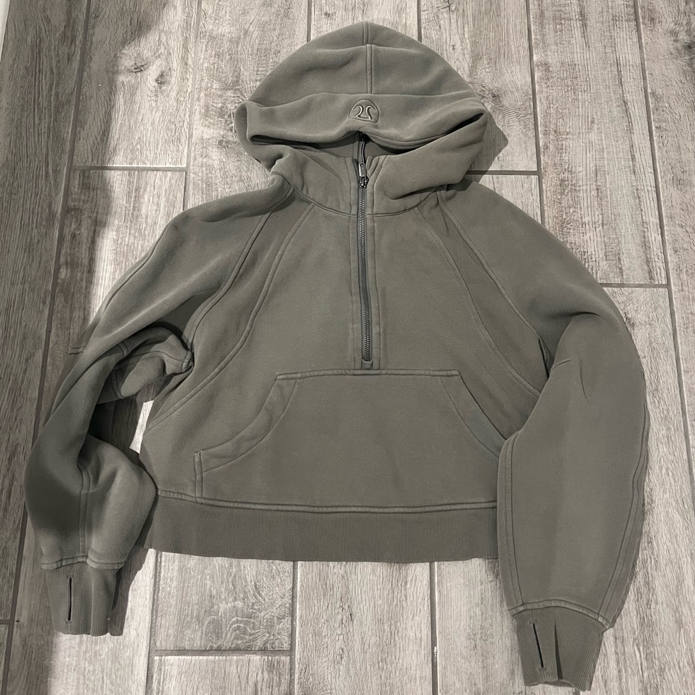 Lululemon Scuba Half-Zip Hoodie, XS/S, Olive Green